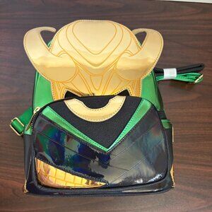 LOUNGEFLY X Marvel Shine Loki Mini Backpack NWT